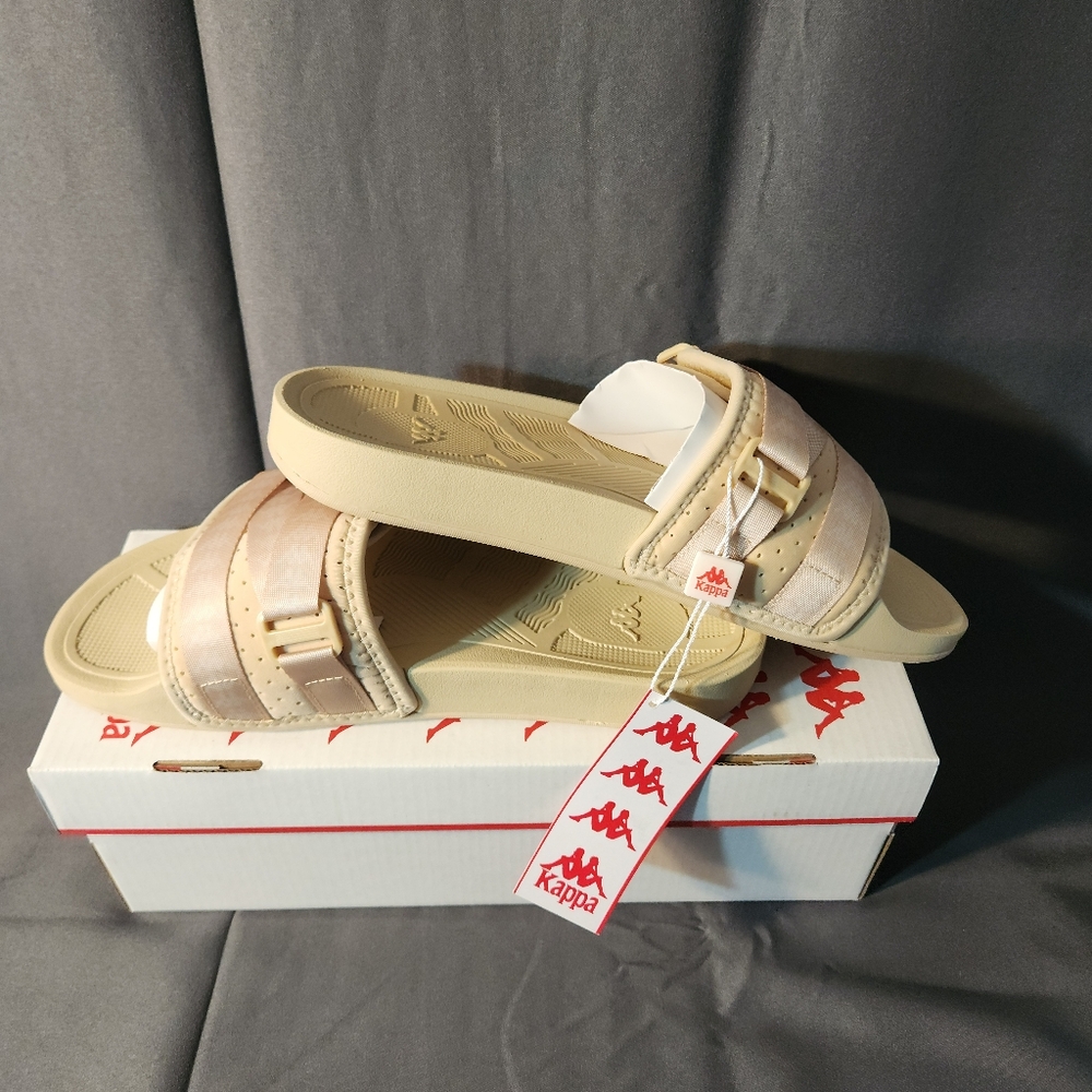 NEW Unisex Kappa Beige Slides Sandals Men size 9 Womens Size 8.5